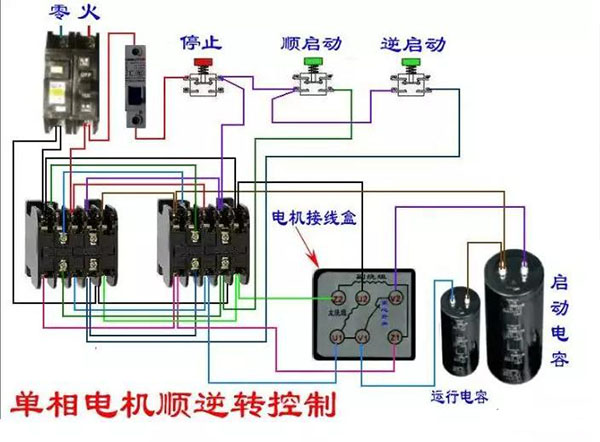 單相電機正反轉(zhuǎn)接線圖